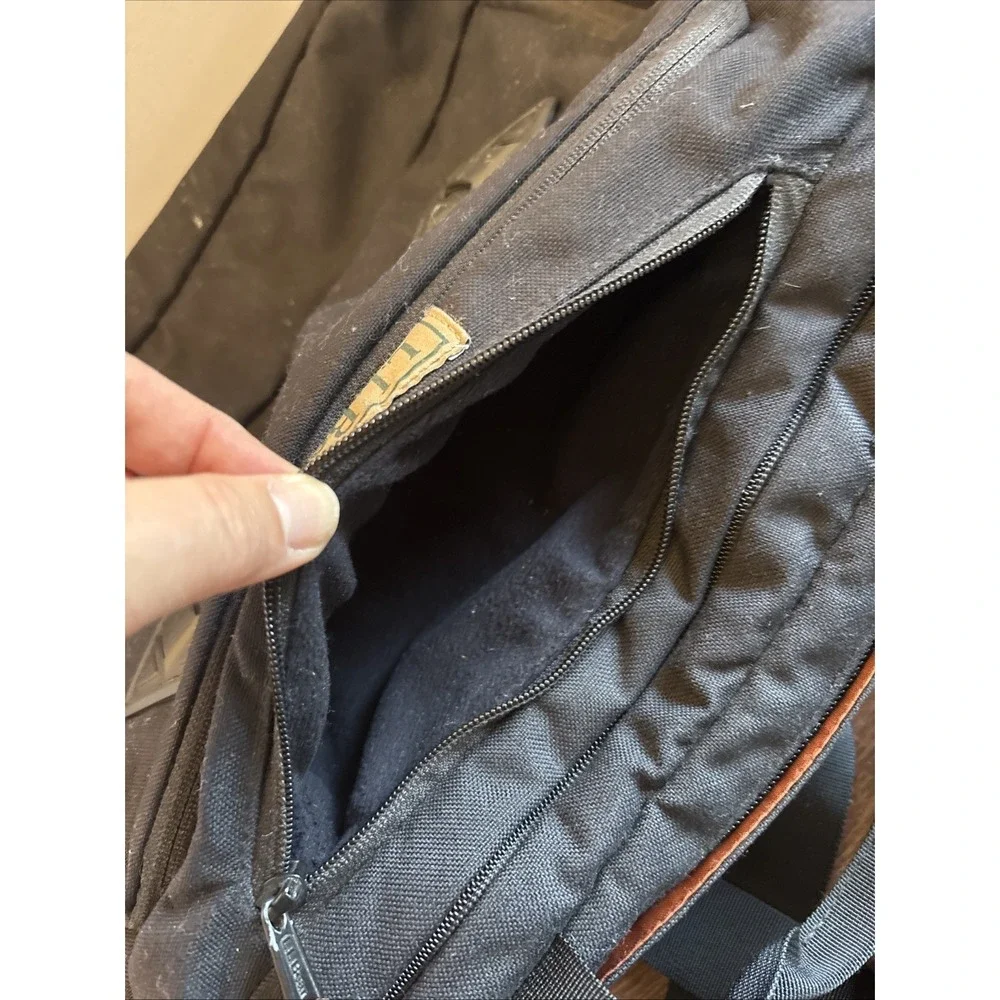 LL Bean Black Canvas‎ Messenger Laptop Shoulder Strap Handle Bag 294131